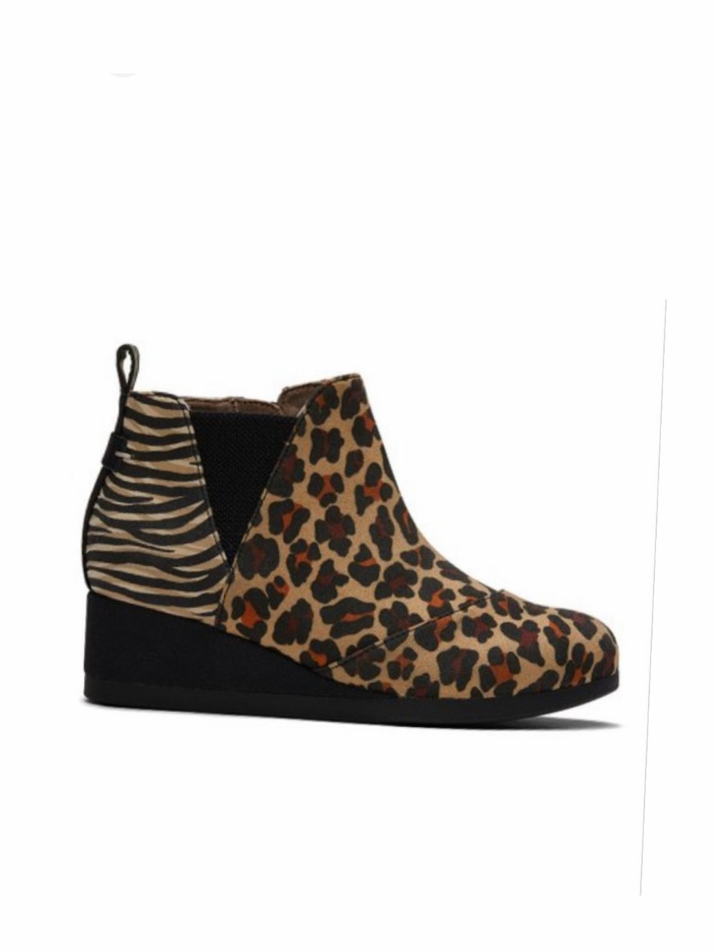 NWT TOMS  Beige Animal-Print Kelsey Suede Boot Brown Black SZ-6